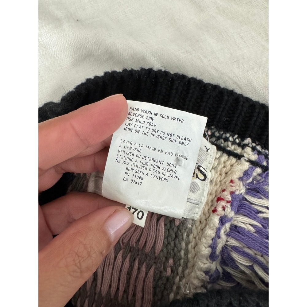 Vintage Absolutely NO! Jeans Patchwork Knit Sweater Multi Color Oversized OSFM - Picture 9 of 10